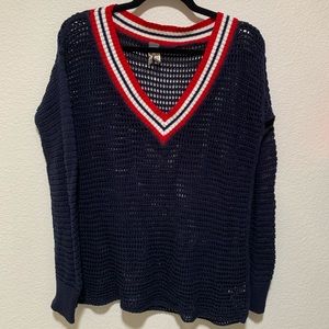 We The Free Navy Open Knit Sweater